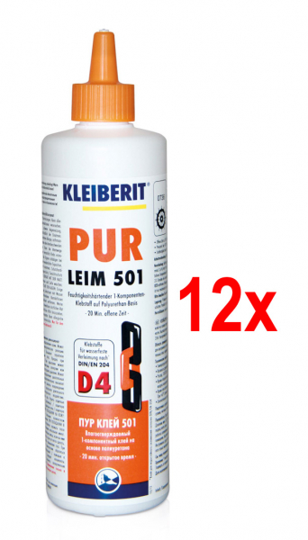 KLEIBERIT PUR Leim 501.0 1K-PUR-Klebstoff, PUR-Kleber gelblich - braun, 12er-Karton