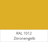 Farbmuster in RAL 1012 Zitronengelb – ein warmes, intensives Gelb mit leichtem Goldton.