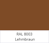 RAL 8003 Lehmbraun – Ein warmer, erdiger Braunton mit natürlicher Ausstrahlung, ideal für Gartenhäuser oder Holzelemente.