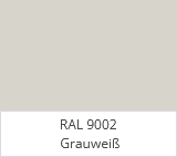 RAL 9002 Grauweiß – ein leicht getrübter Weißton mit grauem Unterton, ideal für dezente Wand-, Decken- und Fassadengestaltung.